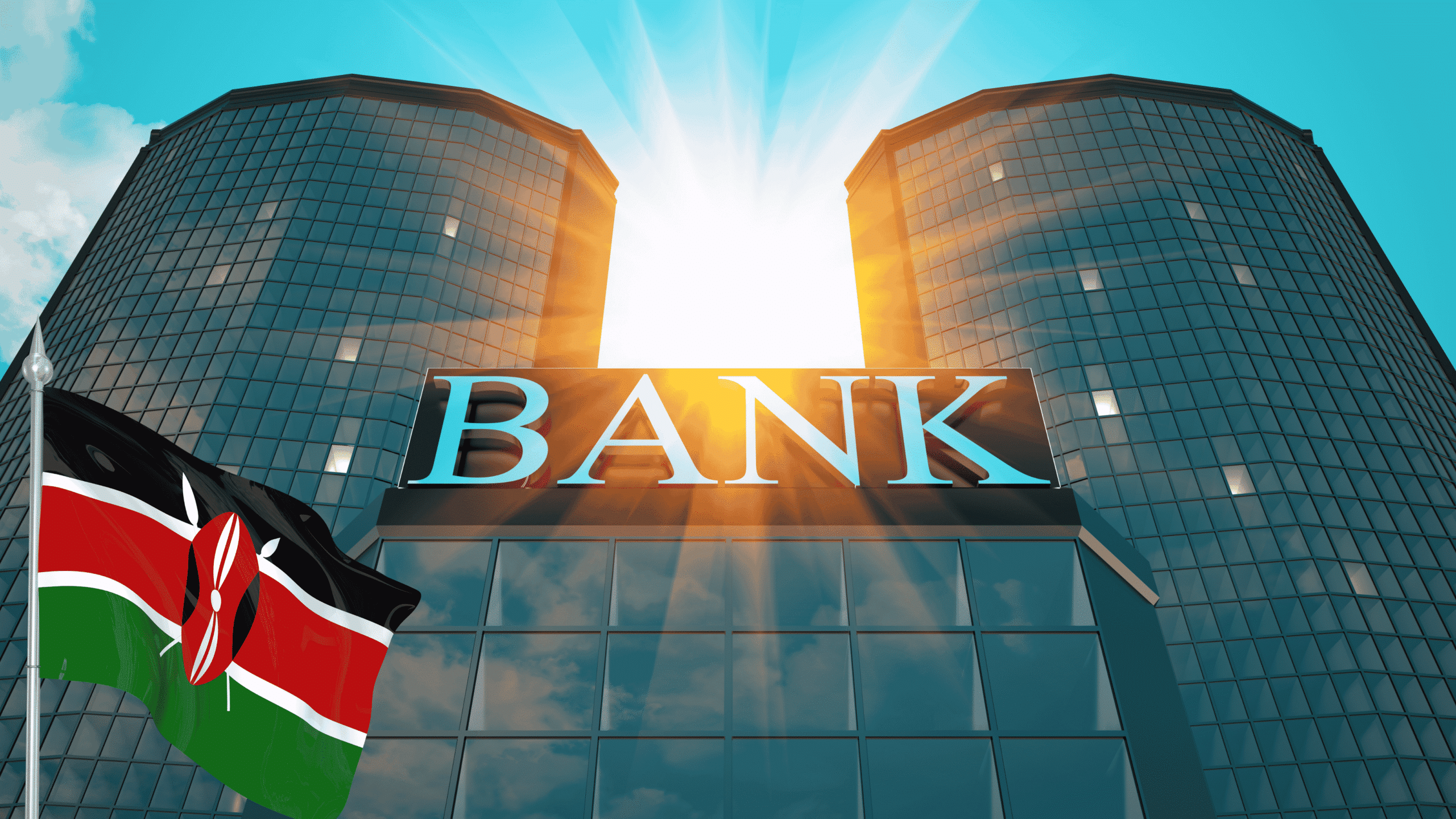 Image of a Bank and Kenyan flag