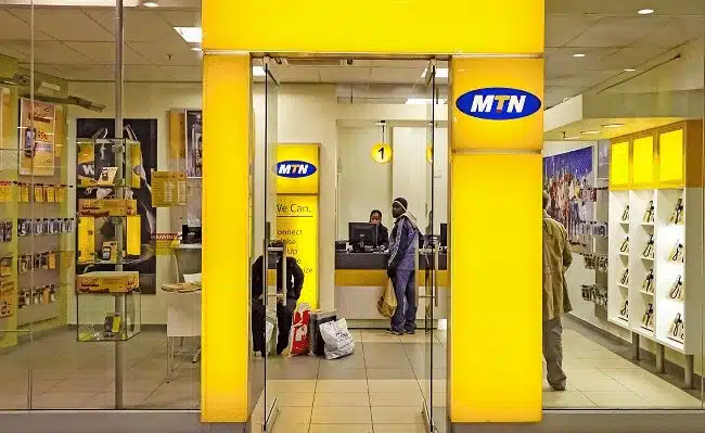 Customers inside an MTN store