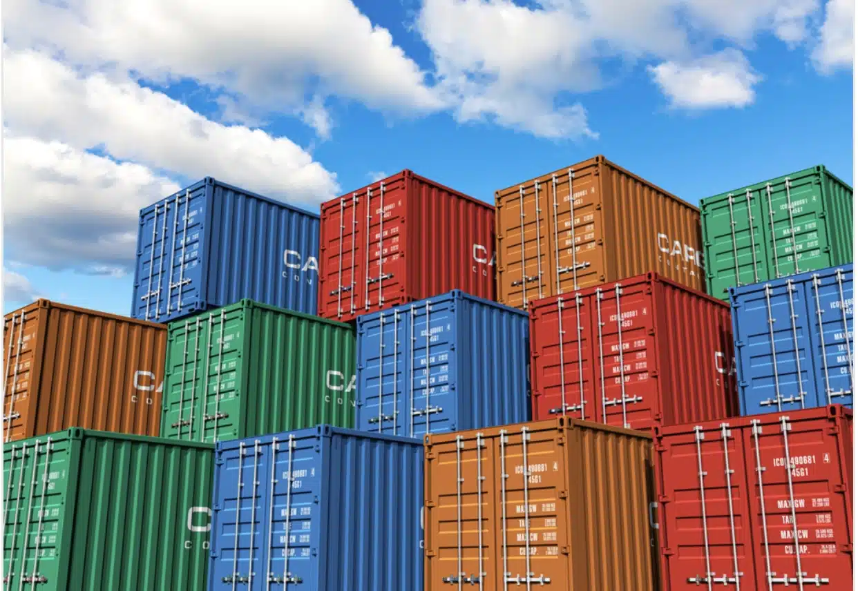 Stacks of cargo containers representing Nigeria’s external trade