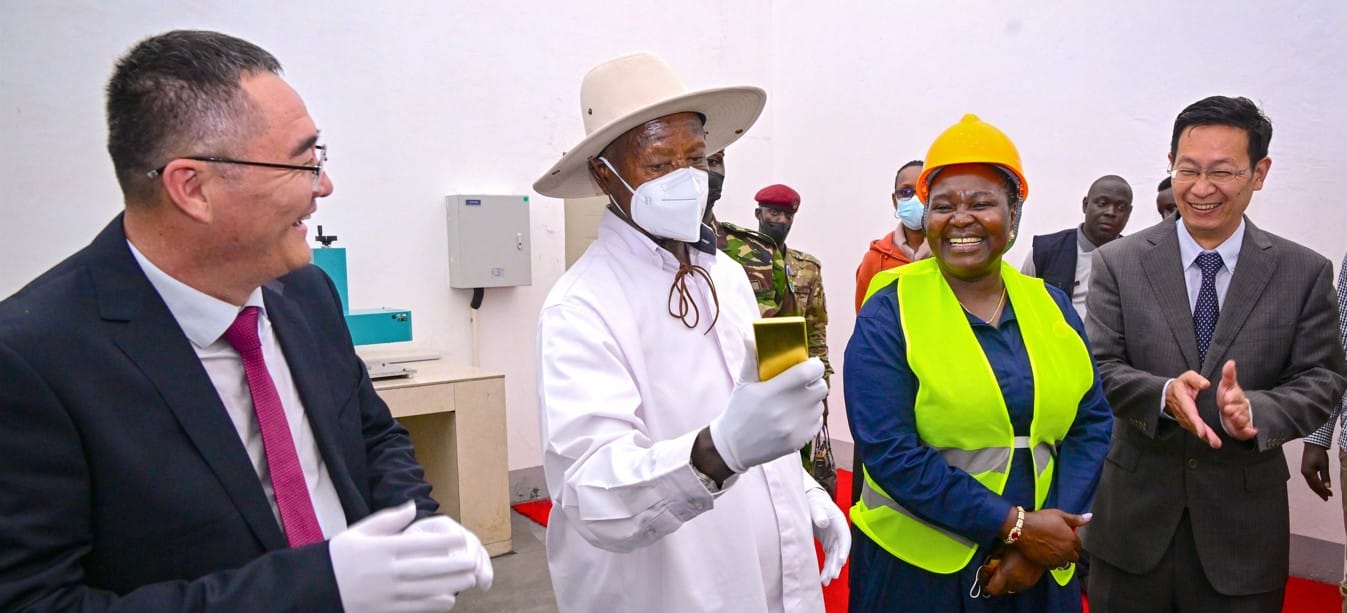 Ugandan President Yoweri Museveni when he commissioned the Wagagai gold mining project in Busia District