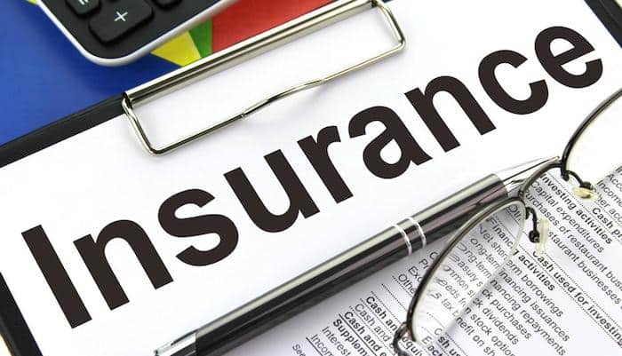 The image displays a document with the prominent heading "Insurance."