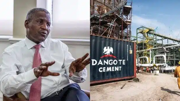 Image of Aliko Dangote and one of his cement plant
