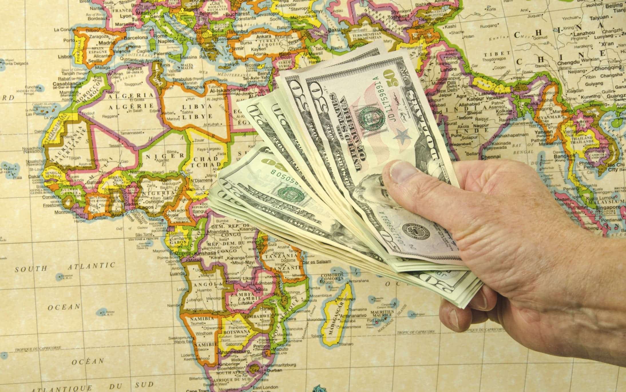 Image showing dollar notes and a map of Africa