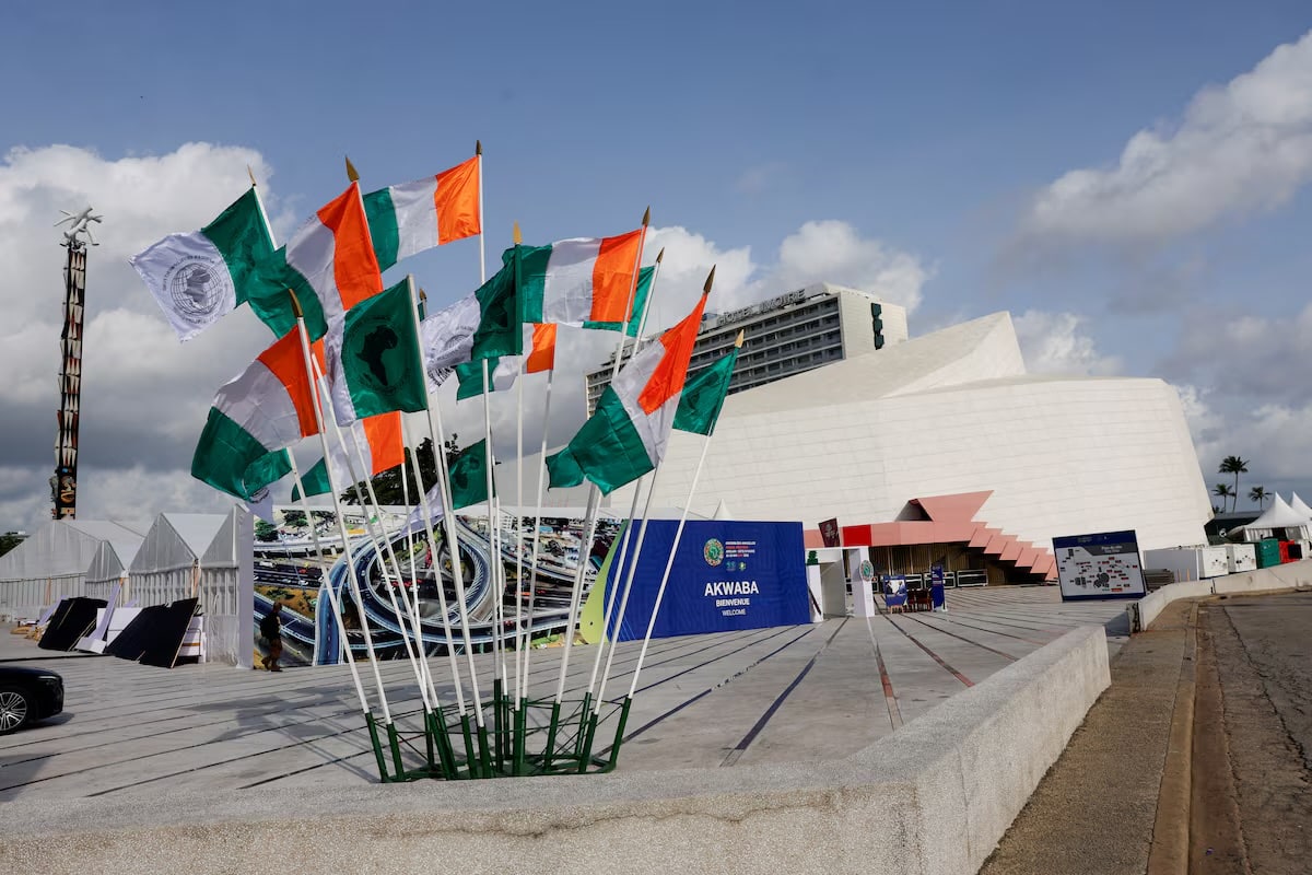 Flags flutter during the African Development Bank (AfDB) annual meeting, in Abidjan Ivory Coast, May 27, 2025.