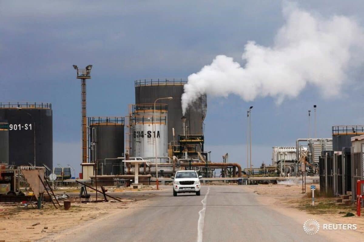 A general view shows an oil refinery in Zawia, west of Tripoli, Libya