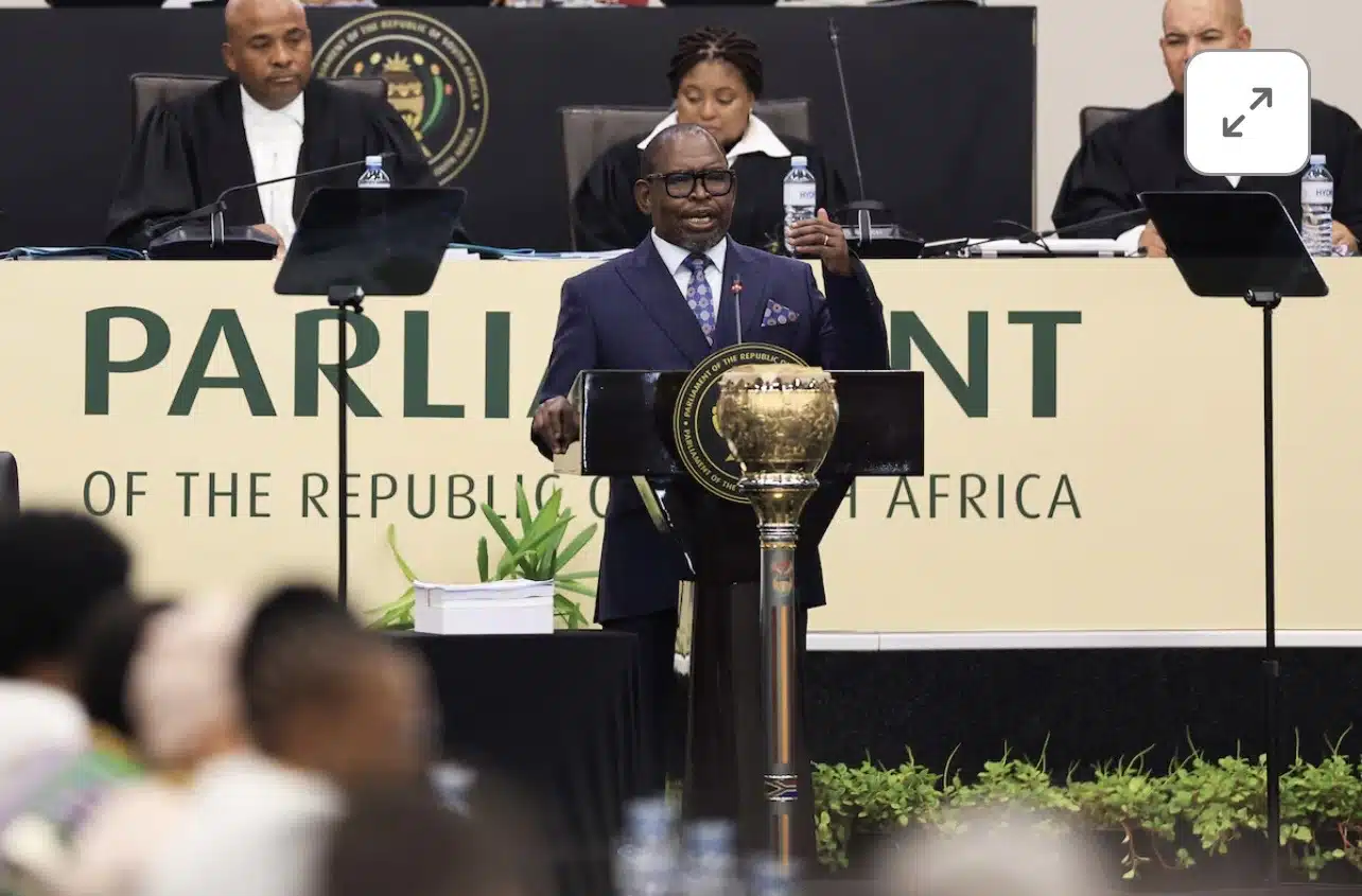 South African Finance Minister Enoch Godongwana delivers his 2026 budget speech to lawmakers in Cape Town, South Africa,